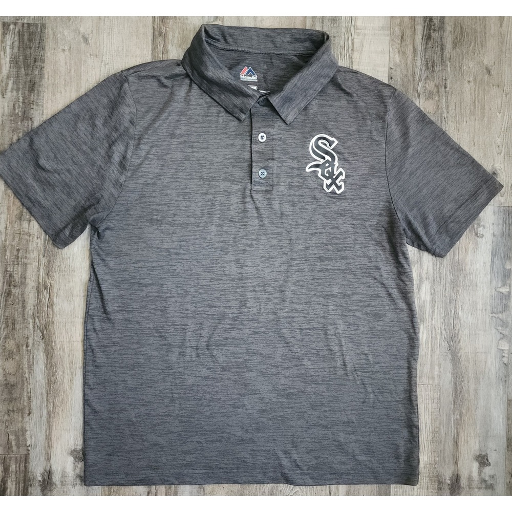 Majestic Chicago White Sox Polo Mens Medium Gray Short Sleeve MLB Baseball Shirt